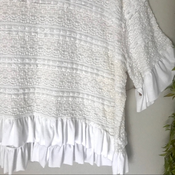 Umgee Lace & Ruffle Crochet Bell Sleeve Boho Top M - Picture 12 of 14